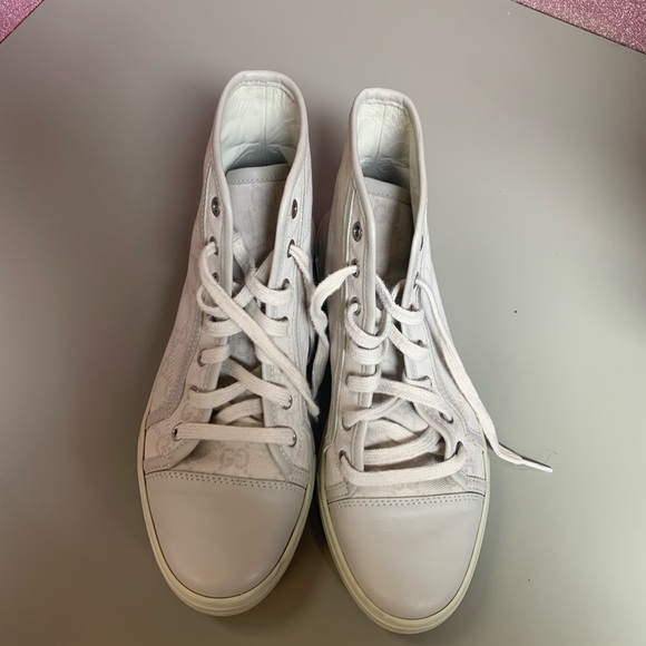 Authentic Gucci hightop sneakers size 37 grey/camel - Picture 3 of 9
